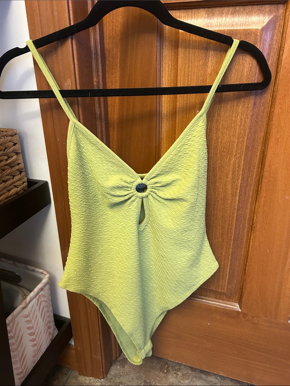 wild fable Lime Textured One-Piece with Front Twist